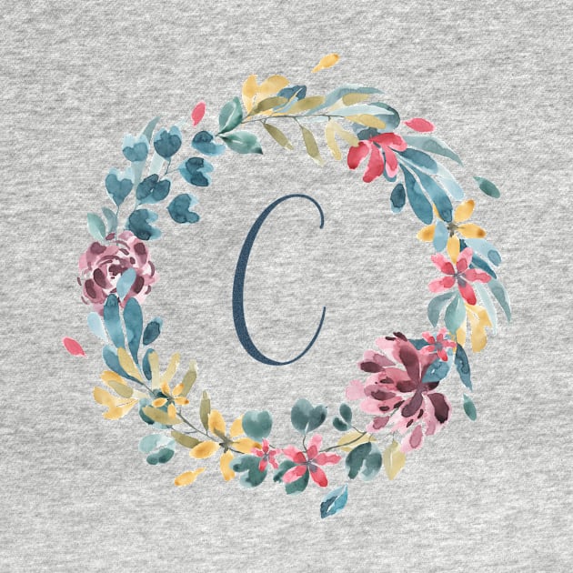 Floral Monogram C Colorful Full Blooms by floralmonogram